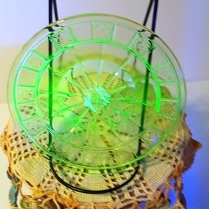 Jeannette Depression Glass Green Doric Design 6 Inch Dessert Plate